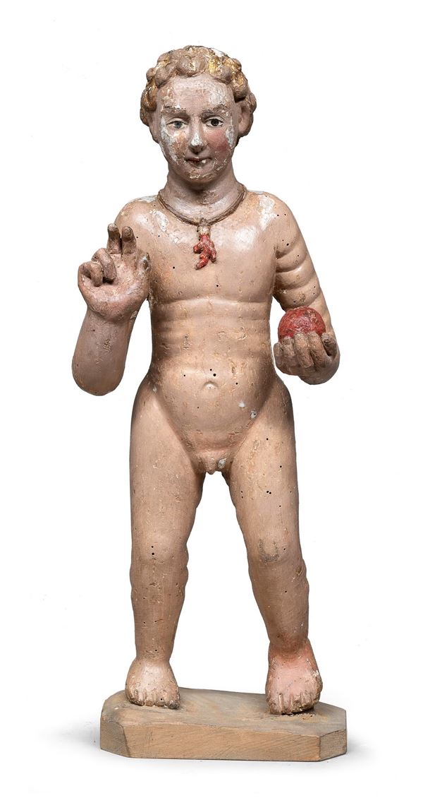 SCULTURA DEL BAMBINELLO IN LEGNO LACCATO, NAPOLI