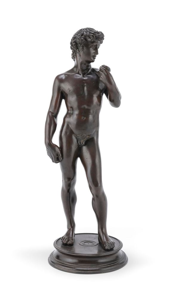 SCULTURA DI DAVID IN BRONZO BRUNITO
