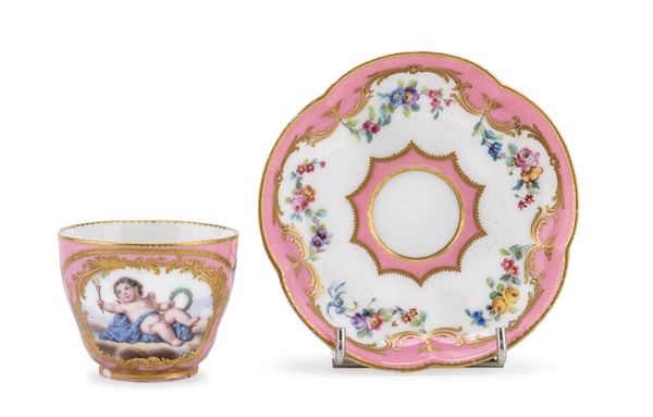 TAZZA CON PIATTINO, SEVRES FINE XVIII SECOLO