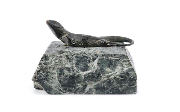 SCULTURA DI LUCERTOLA IN BRONZO