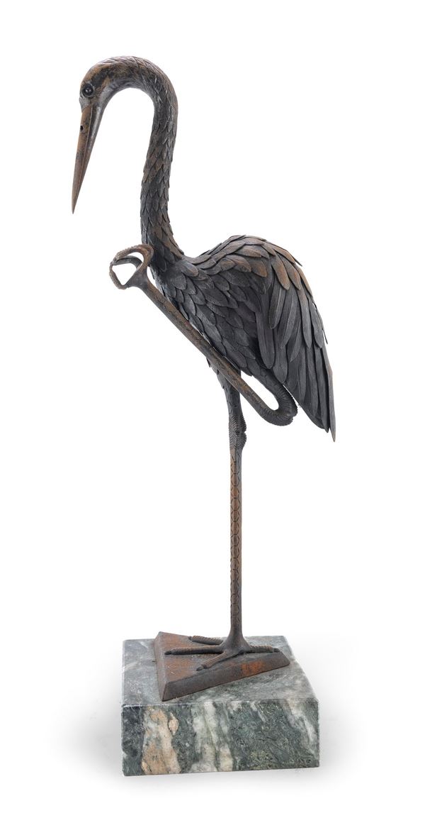 SCULTURA DI FENICE IN BRONZO BRUNITO, CINA