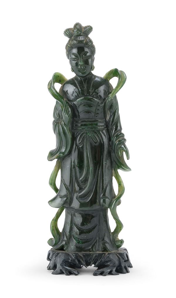 SCULTURA DI HE XIANGU IN GIADA, CINA