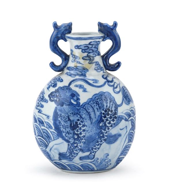 VASO IN PORCELLANA BIANCO E BLU, CINA