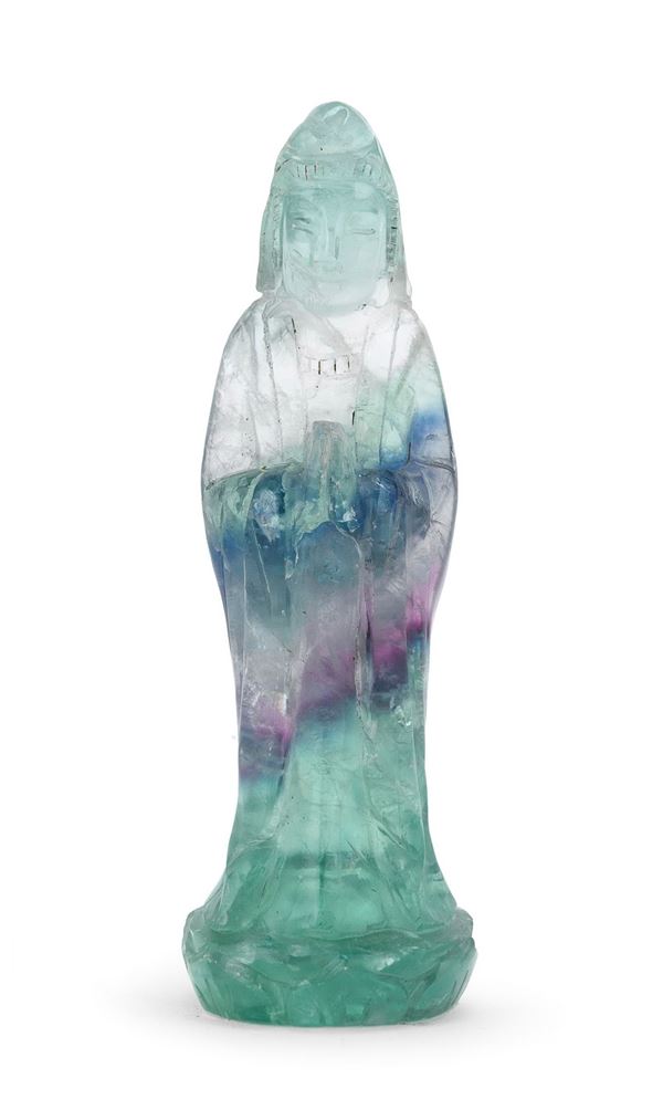SCULTURA DI GUANYIN IN FLUORITE, CINA