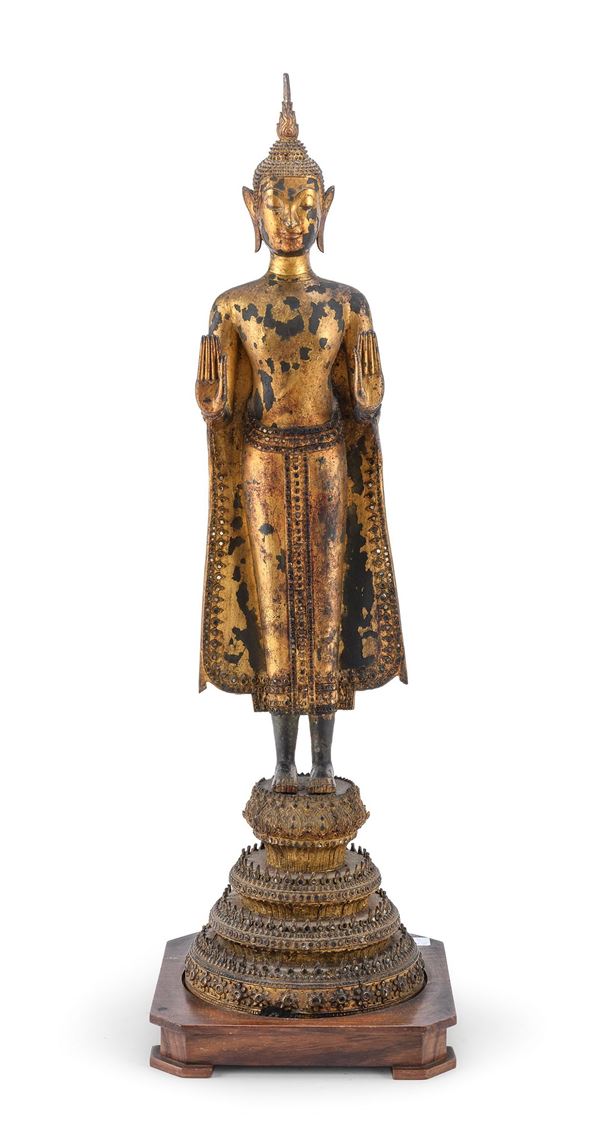 BUDDHA IN BRONZO DORATO, TAILANDIA, XIX SECOLO