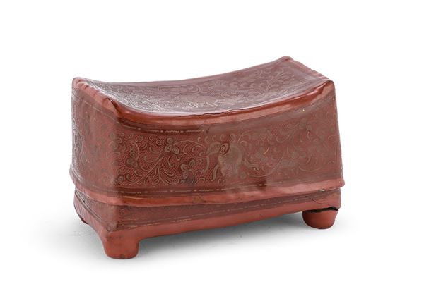 SCATOLA IN LEGNO A LACCA ROSSA, BIRMANIA