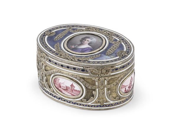 COFANETTO IN ARGENTO E SMALTI, FRANCIA XVIII SECOLO