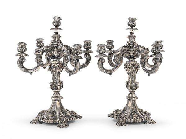 COPPIA DI CANDELABRI IN ARGENTO, PORTOGALLO PORTO