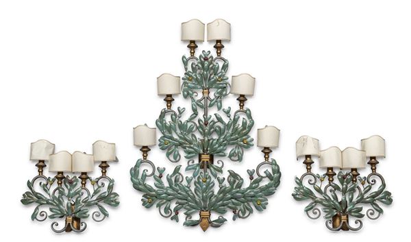 TRITTICO DI APPLIQUES IN METALLO LACCATO