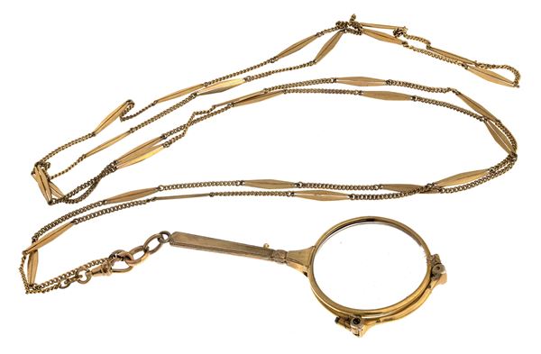 CATENA IN ORO CON OCCHIALI PIEGHEVOLI