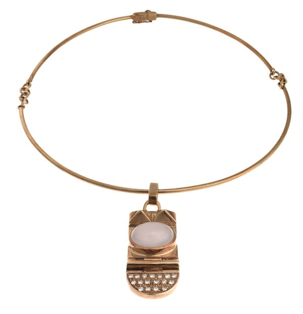 COLLIER GIORGIO FACCHINI CON CALCEDONIO E BRILLANTI