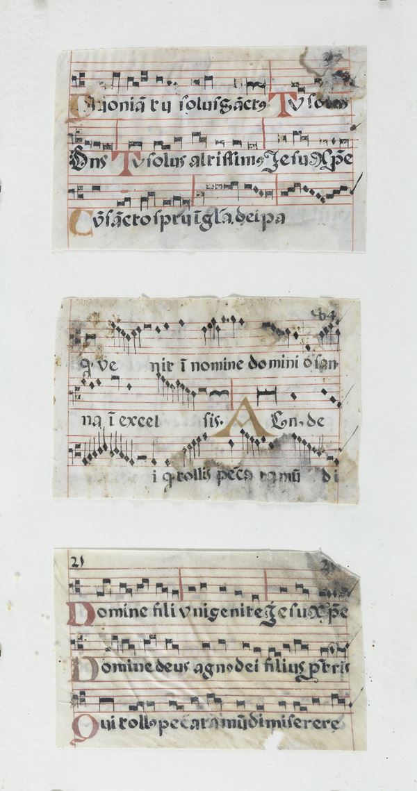 TRE PAGINE MINIATE A RIGO MUSICALE