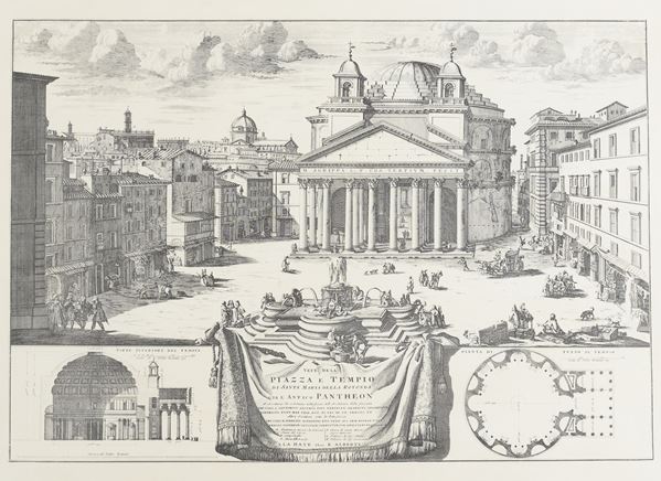 INCISIONE PIAZZA E TEMPIO DEL PANTHEON