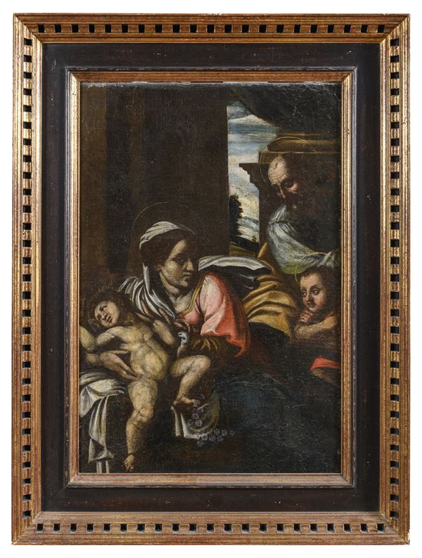 DIPINTO SACRA FAMIGLIA DI PITTORE FIORENTINO DEL CINQUECENTO