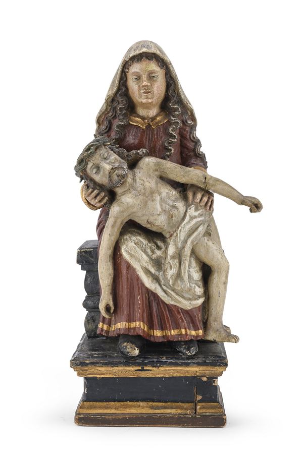 SCULTURA LIGNEA PIETÁ DI SCULTORE TEDESCO DEL SEICENTO
