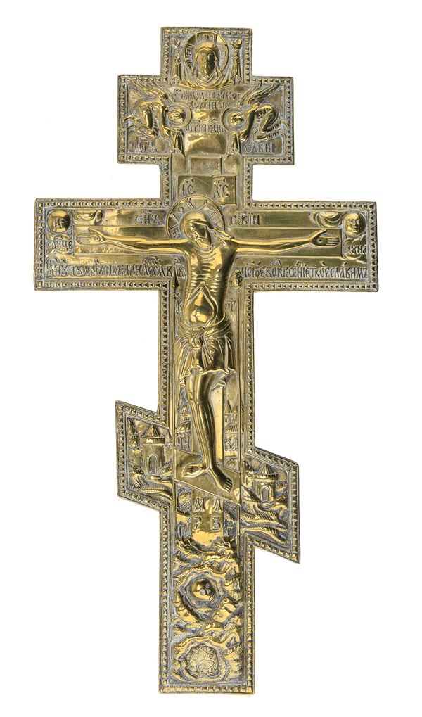 CROCE ORTODOSSA IN BRONZO DORATO
