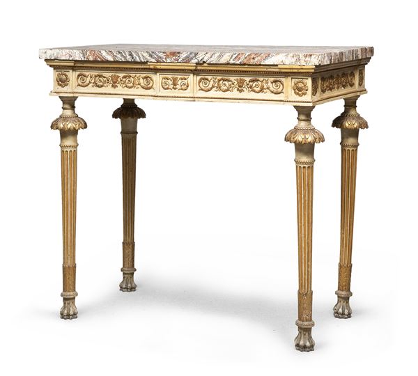 CONSOLE CON PIANO IN MARMO FIOR DI PESCO