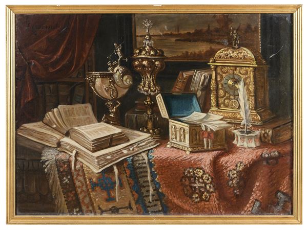 DIPINTO SCRITTOIO DI CONNOISSEUR F.TO E. GERNAT Y.