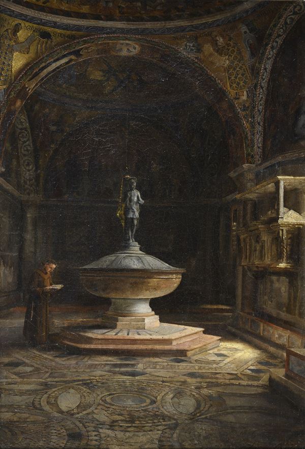 DIPINTO FRATE IN UN BATTISTERO