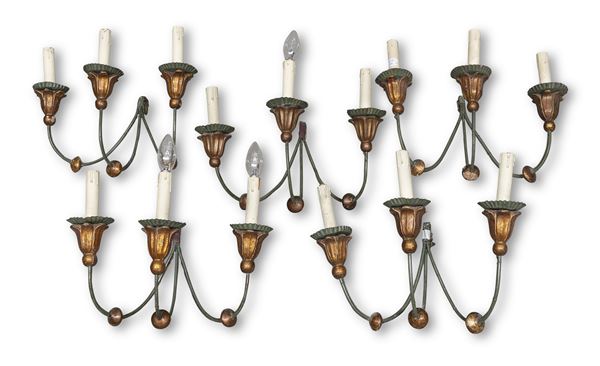 CINQUE APPLIQUES IN FERRO LACCATO