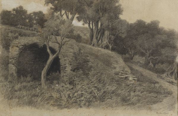 PASTELLO CAMPAGNA ROMANA DI ETTORE FERRARI