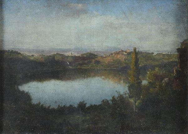 DIPINTO LAGO DI NEMI DI PITTORE FRANCESE