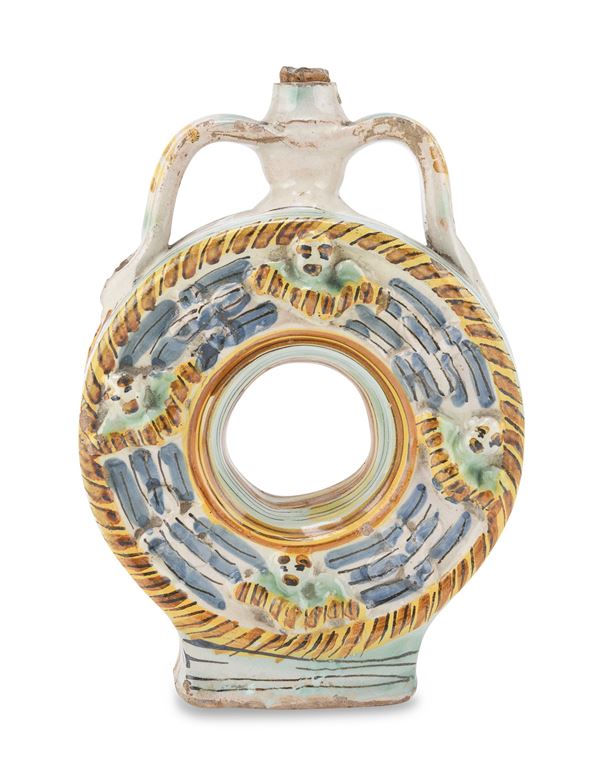 BROCCA A CIAMBELLA IN MAIOLICA, ITALIA MERIDIONALE