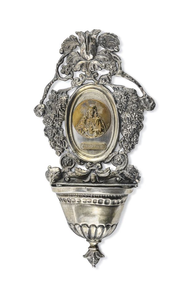ACQUASANTIERA IN ARGENTO, LOMBARDO-VENETO VENEZIA 1814/1872