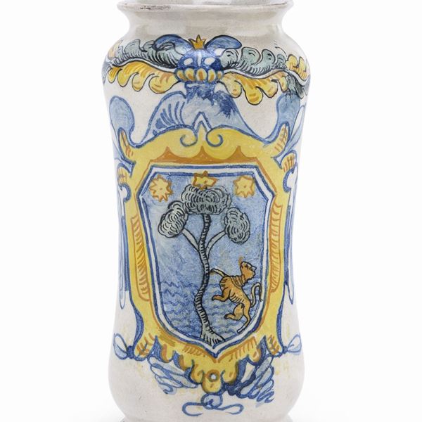 ALBARELLO IN MAIOLICA, PROBABILMENTE GENOVA