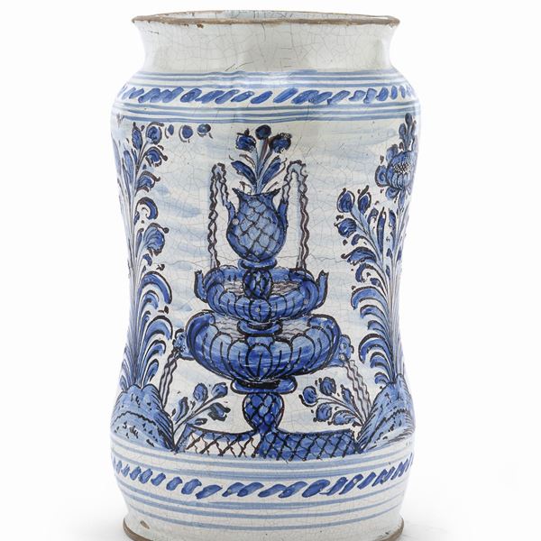 VASO DA FARMACIA IN MAIOLICA, LA TERZA XVIII SECOLO