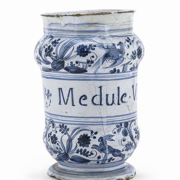 VASO DA FARMACIA IN MAIOLICA, SAVONA XVIII SECOLO