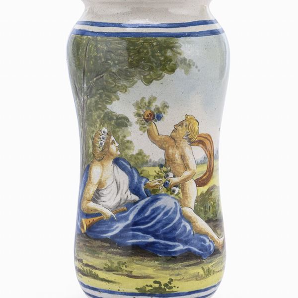 ALBARELLO IN MAIOLICA, CASTELLI XVIII SECOLO