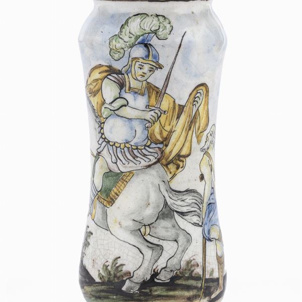 ALBARELLO IN MAIOLICA, CASTELLI XVIII SECOLO
