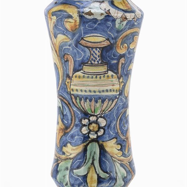 ALBARELLO IN MAIOLICA, CALTAGIRONE XVII SECOLO