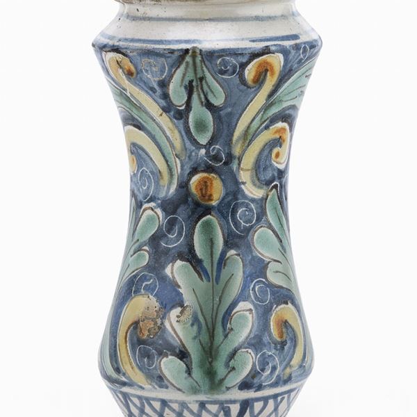 ALBARELLO IN MAIOLICA, CALTAGIRONE FINE XVIII SECOLO