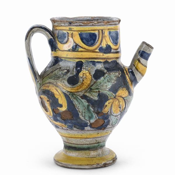 VERSATOIO IN MAIOLICA, CALTAGIRONE XVII SECOLO