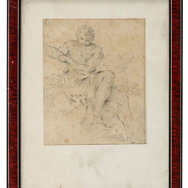 DISEGNO STUDIO DI DIVINITÁ MASCHILE DEL SETTECENTO
