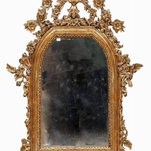 SPECCHIERA IN LEGNO DORATO, GENOVA FINE XIX SECOLO