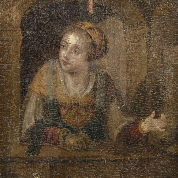 DIPINTO DONNA ALLA FINESTRA DI PITTORE OLANDESE