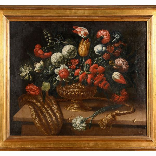 COMPOSIZIONE DI FIORI DI PITTORE FIORENTINO INIZI SETTECENTO