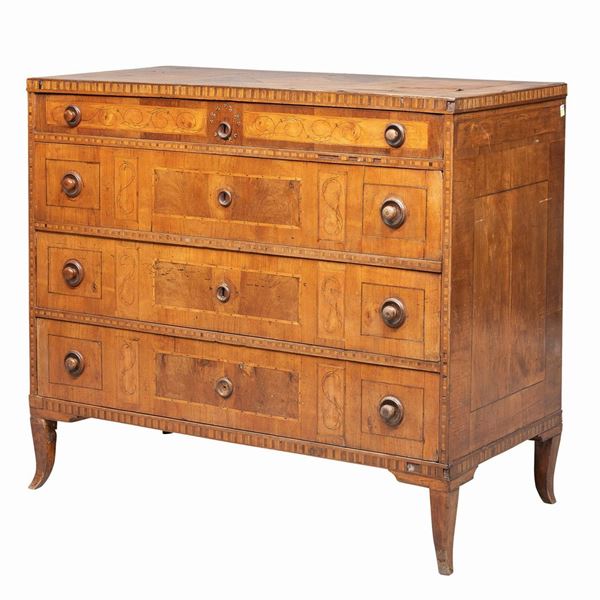 COMMODE IN CILIEGIO E NOCE, EMILIA FINE XVIII SECOLO
