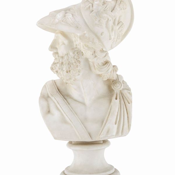 BUSTO DI MENELAO IN MARMO BIANCO