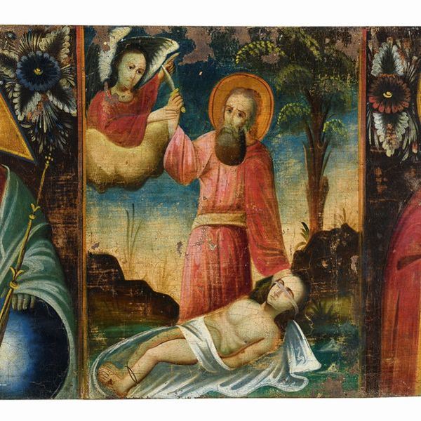 TELA A TRITTICO DI PITTORE BALCANICO