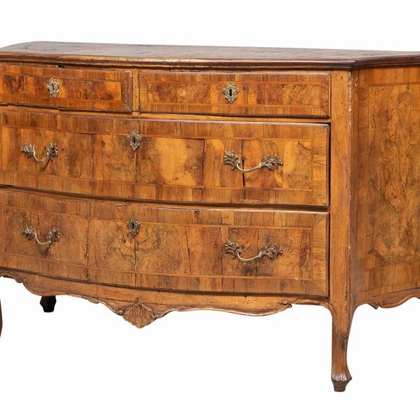COMMODE ROMANA IN NOCE E RADICA DI NOCE