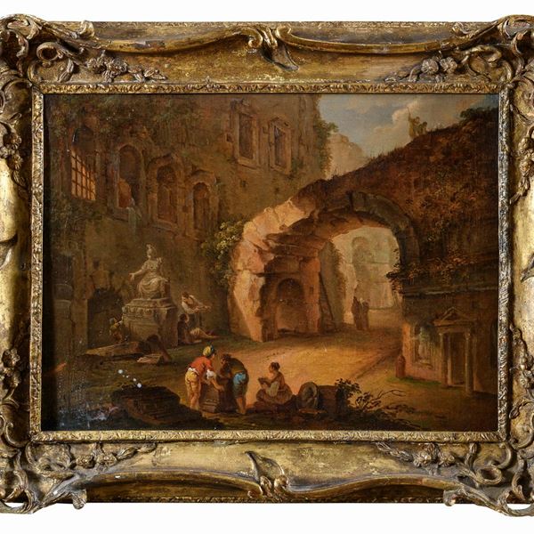 ROVINE CON POPOLANI DELLA BOTTEGA DI HUBERT ROBERT