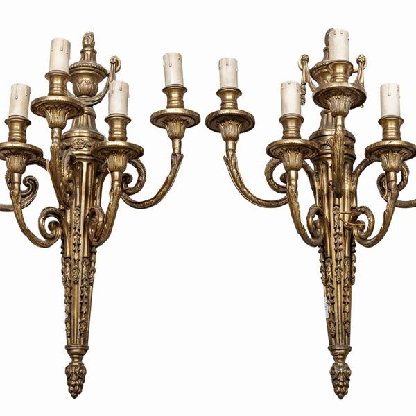 COPPIA DI APPLIQUES IN BRONZO, XIX SECOLO