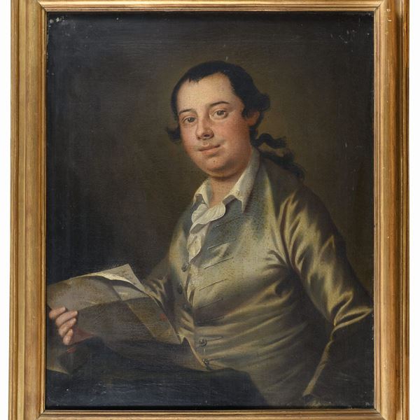 GENTILUOMO CON LETTERA DI PITTORE DEL SETTECENTO