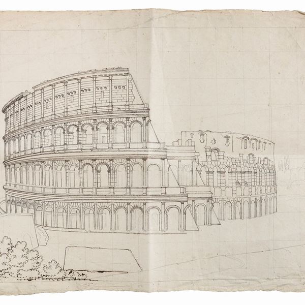 CHINA COLOSSEO DI PITTORE DELLA FINE DEL XIX SECOLO