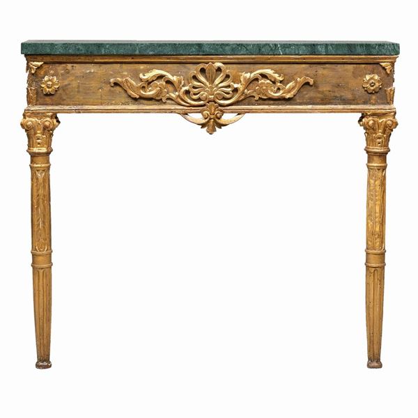CONSOLE IN LEGNO DORATO, FINE XVIII SECOLO