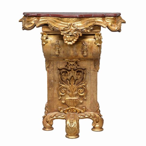 CONSOLE IN LEGNO DORATO, ROMA XVIII SECOLO